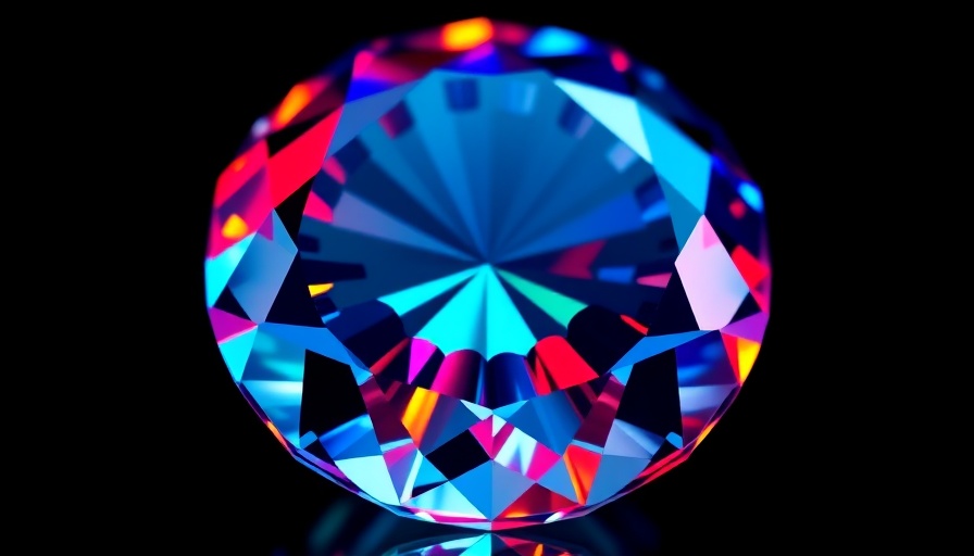 Colorful diamond reflecting blue and red hues for GPU cooling.