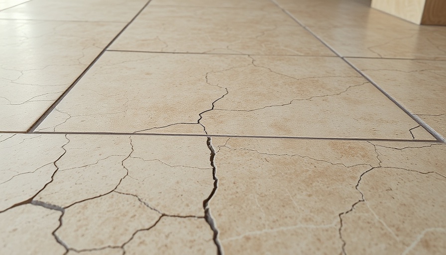 Cracked floor tiles needing repair, showing wear and deterioration.