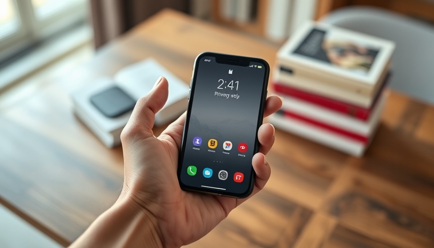 Privacy-friendly smartphone with minimalist interface on a wooden table.