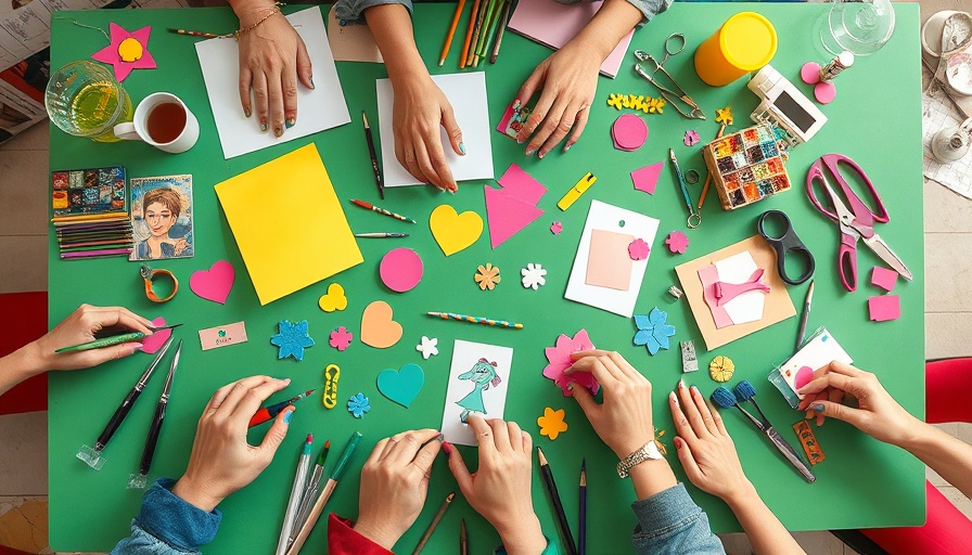 Creative workspace for overcoming loneliness with art supplies.