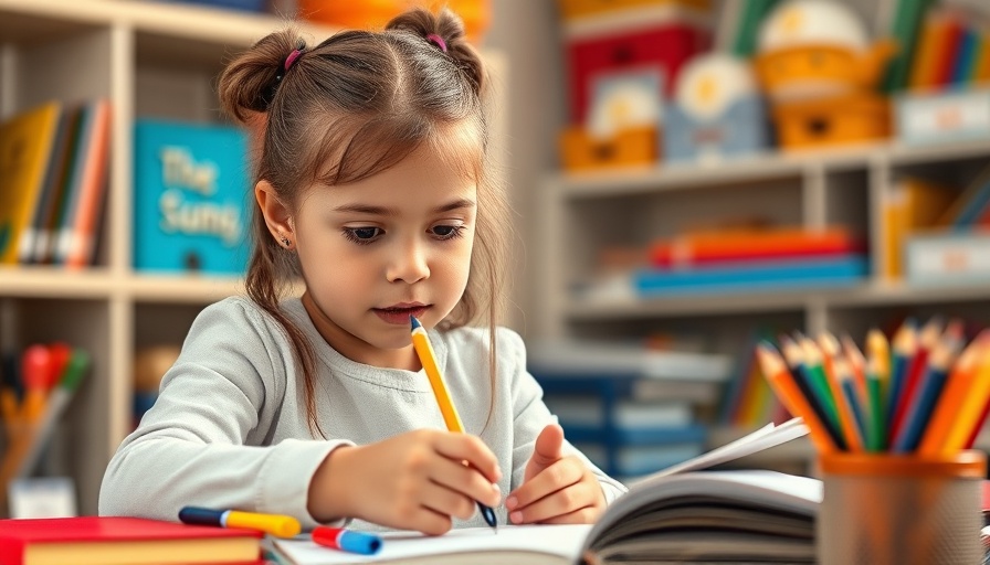 Mindfulness in schools: Young girl focused on classroom activity.
