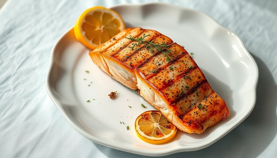Grilled salmon with herbs on a plate, guide on how to grill fish.