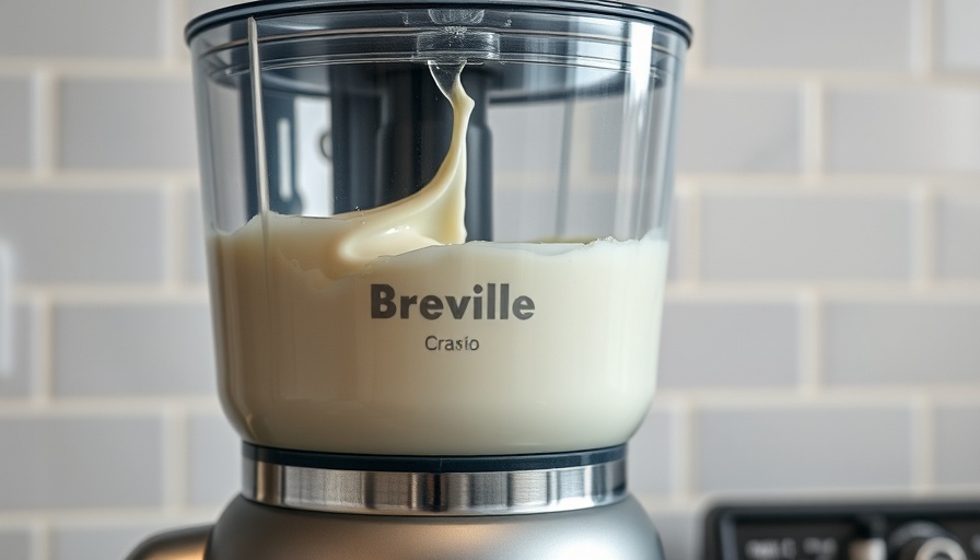 Breville Sous Chef Food Processor blending cream on a tiled background.