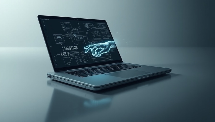 Sleek rollable laptop with extending screen and holographic hand interaction.
