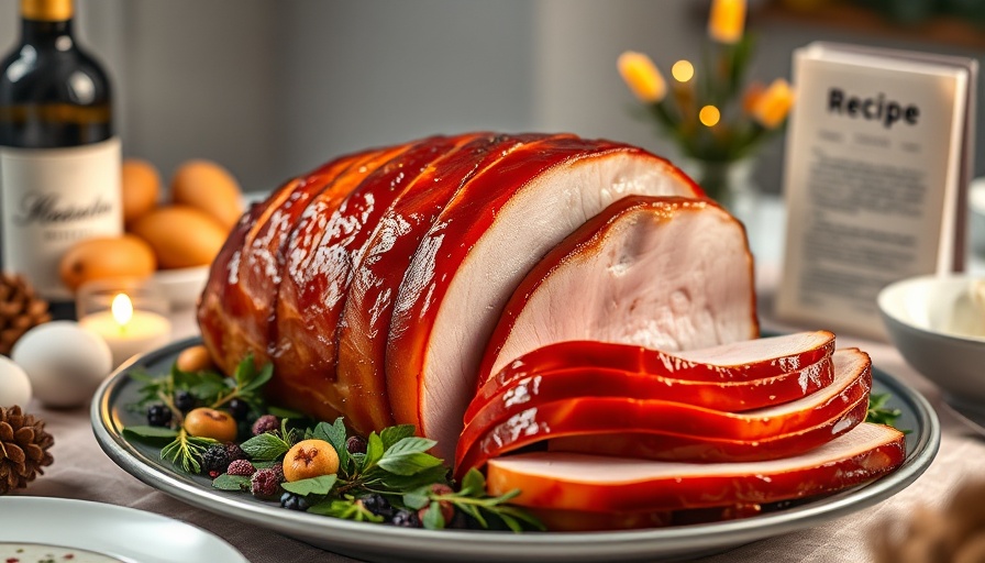 Festive Easter dinner idea: juicy glazed ham with wine.