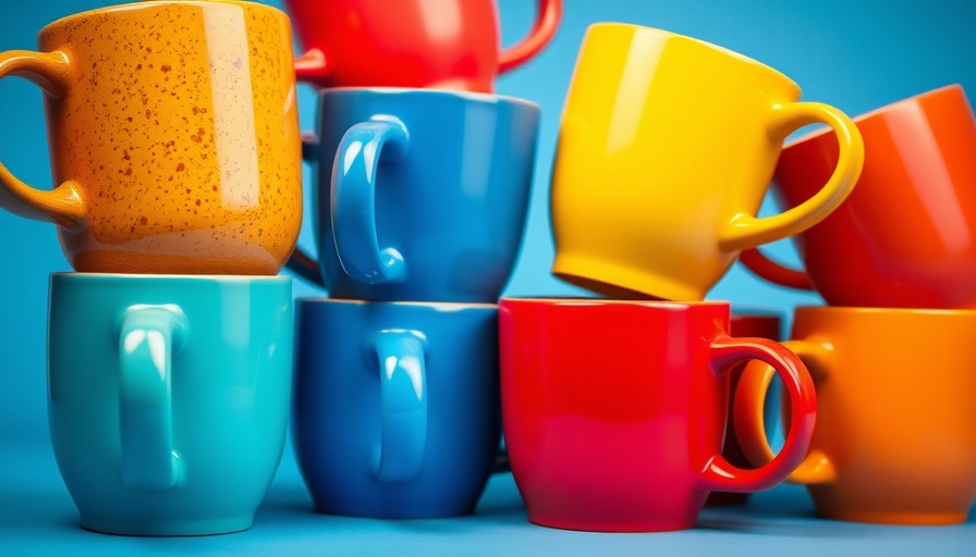 Vibrant stack of best coffee mugs in colorful arrangement