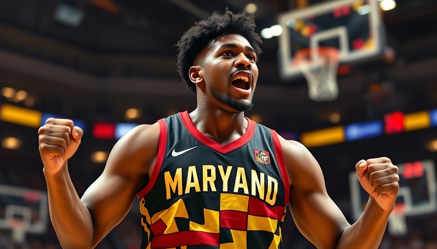 Maryland basketball Sweet 16 comeback, player showing determination on the court.