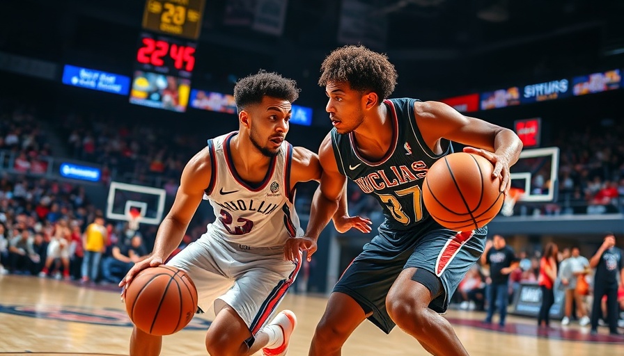 Intense game moment captures player's focus and drive on court.