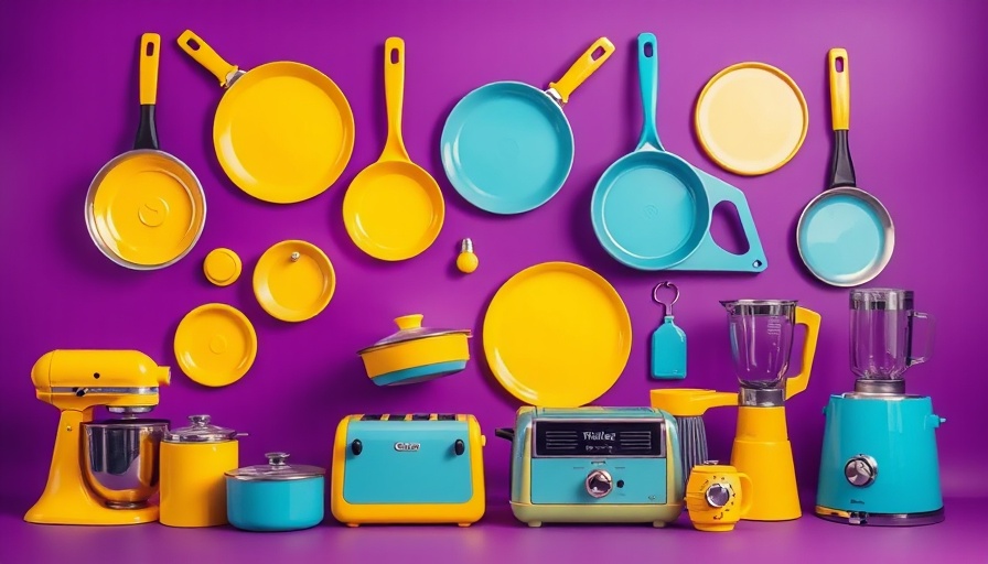 Retro kitchen appliances on purple background - Amazon Spring Sale Kitchen Deals.