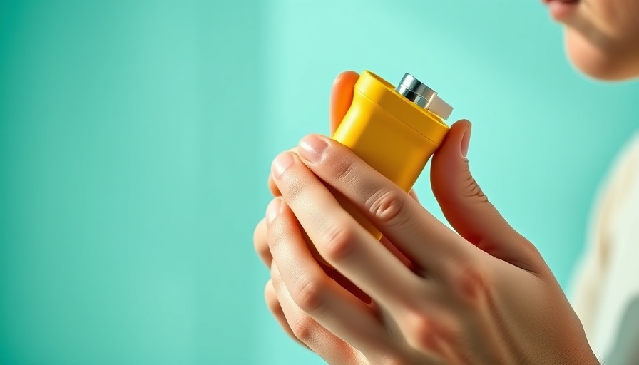 Close-up of person using inhaler for lung function.