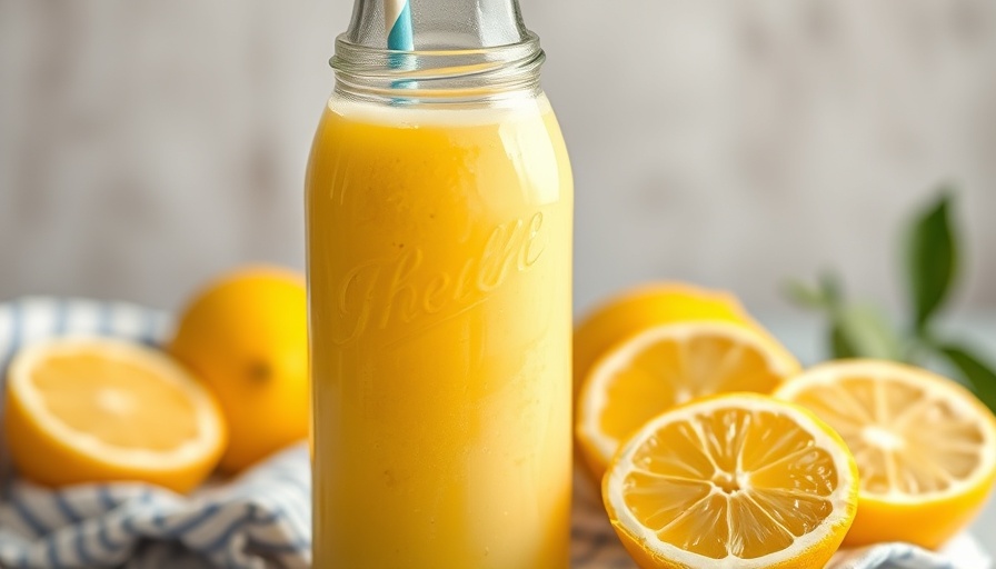 Cortisol Cocktail Recipe: Lemon smoothie in glass bottle.