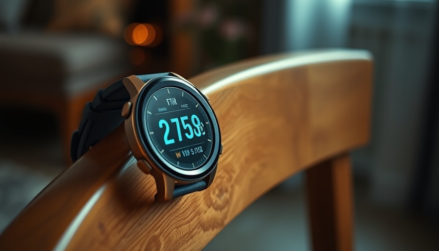 Close-up of watch with Garmin Connect+ display on wooden surface.
