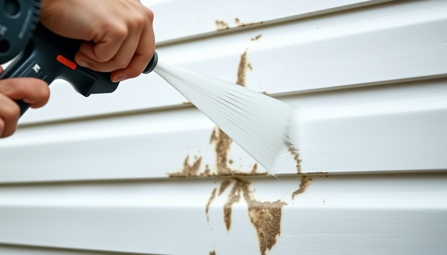 DIY mold removal: cleaning siding with power washer.