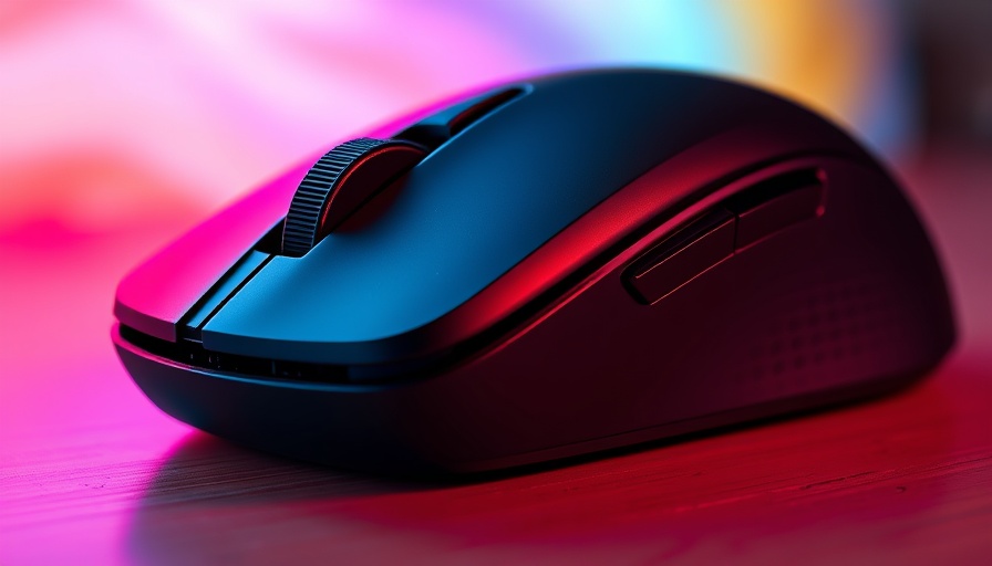 Sleek black wireless mouse against a colorful background, trust wireless hardware.