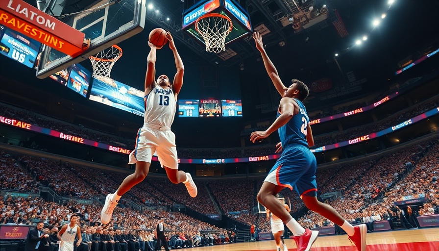 Intense basketball play during Florida vs. Houston NCAA championship.