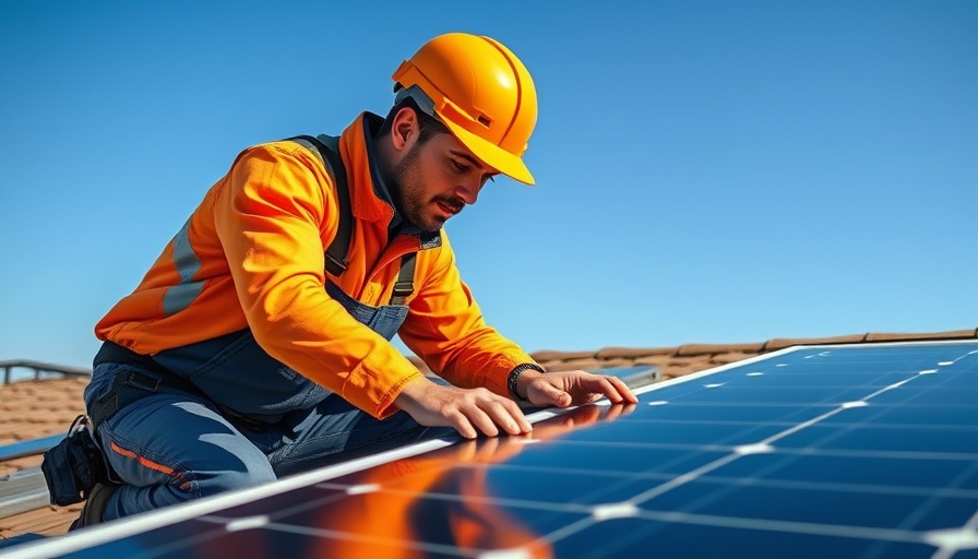 Technician installing solar panels under blue sky, Are Solar Panels Worth the Cost.