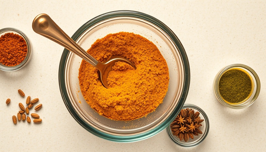 Homemade mild curry powder recipe in a bowl with spices.