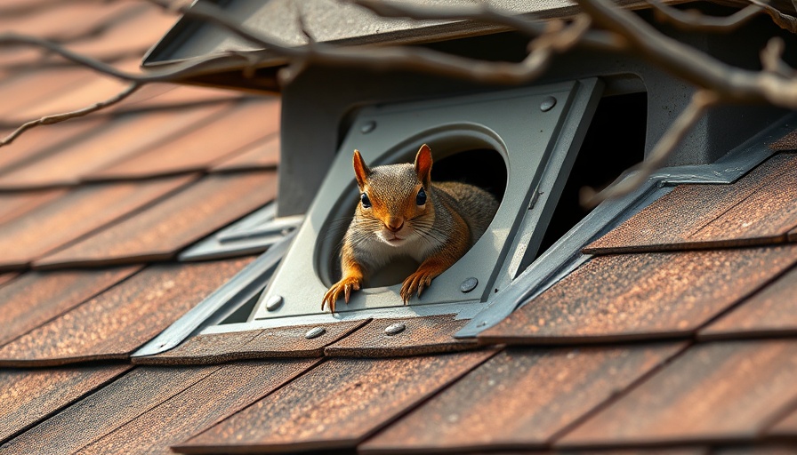 Squirrel in attic vent, illustrating solution entry point.