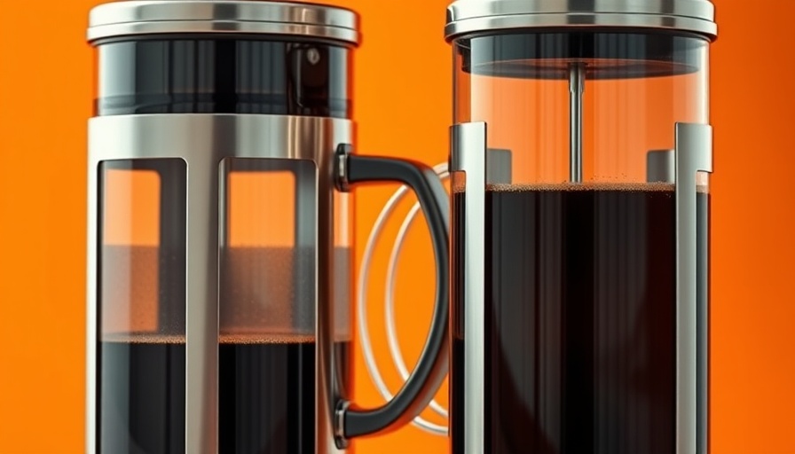 Best French press coffee makers on orange background.
