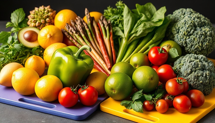 Colorful display of fruits and vegetables for NutritionFacts.org 2024 Review.