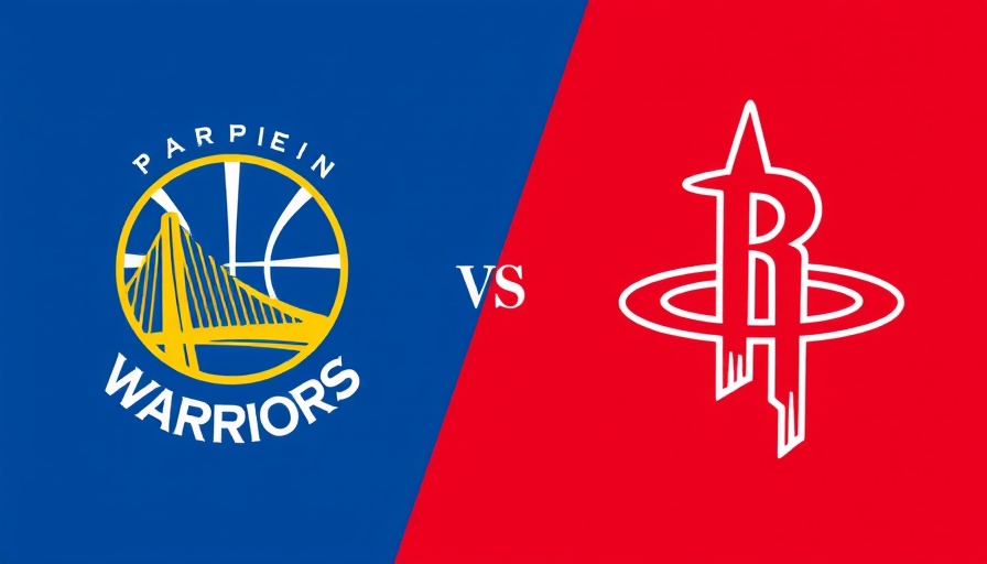 Warriors vs Rockets Game 1 team logos, contrasting design