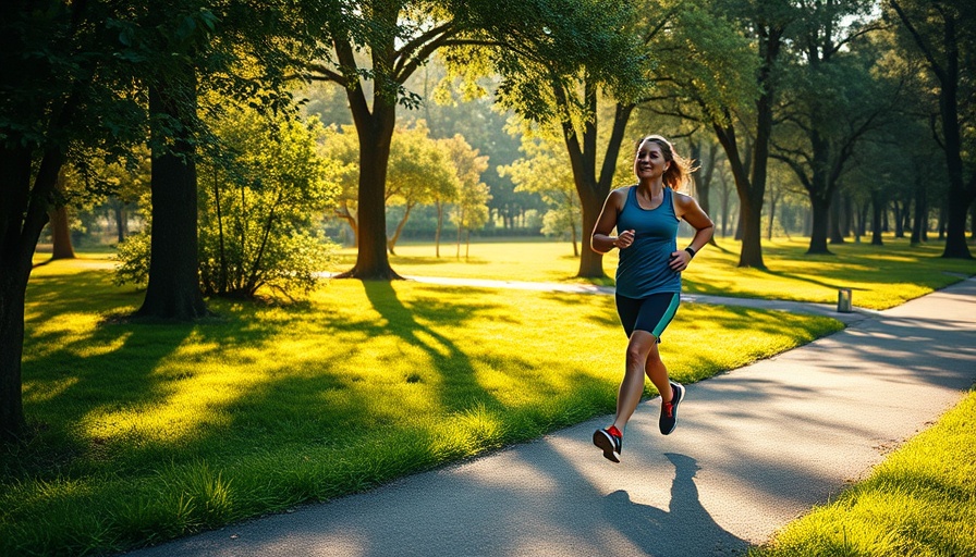 Person jogging on a trail for a cardio workout in a sunny park.