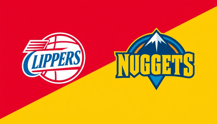 Nuggets vs. Clippers Game 2 logo graphic in bold colors.