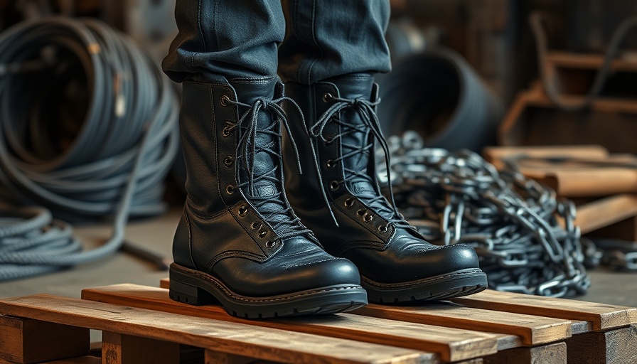 Rugged black steel toe boots on a pallet with cables, Can Steel Toe Boots Rust.