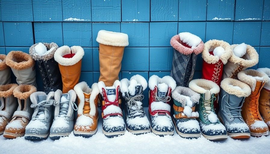 Four winter boots in snow with blue wooden wall background, showcasing insulation styles.