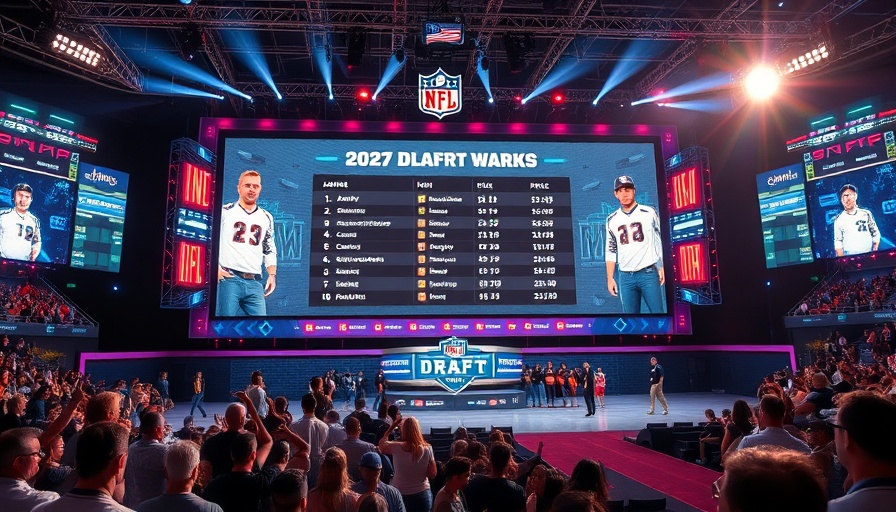 NFL Draft stage showcasing quarterback selection, vibrant scene.