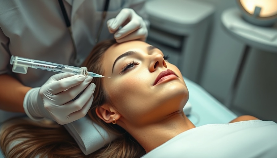 Woman receiving cosmetic injection for symmetrical face treatment.