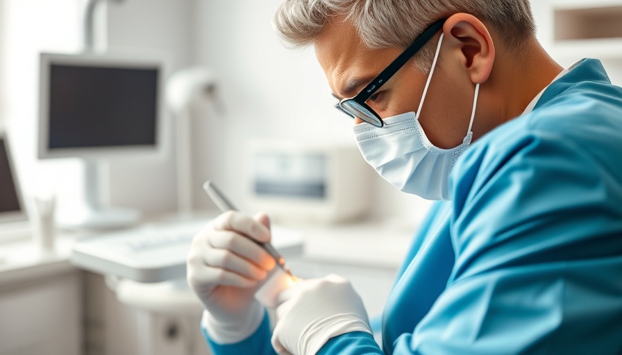 Dentist performing composite bonding procedure in a dental office.