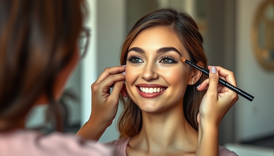Young woman receiving a mini-makeover, smiling peacefully.