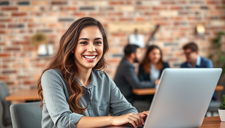 Young woman smiling in office setting, discussing business setup