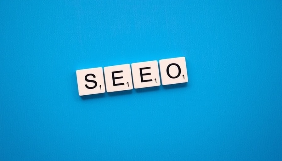 Scrabble tiles spelling SEO on blue background.