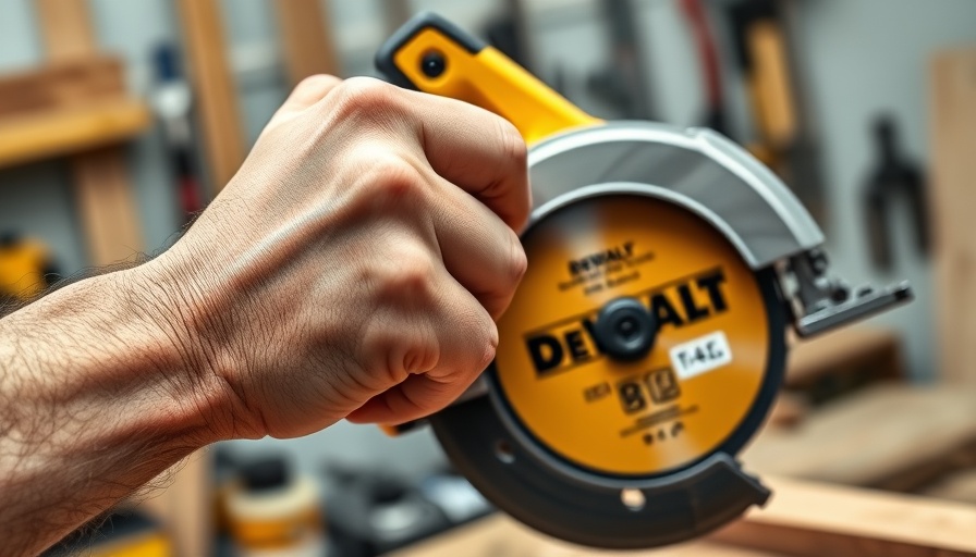 Hand using DeWalt power tool in Free DeWalt Power Tools Promotion.