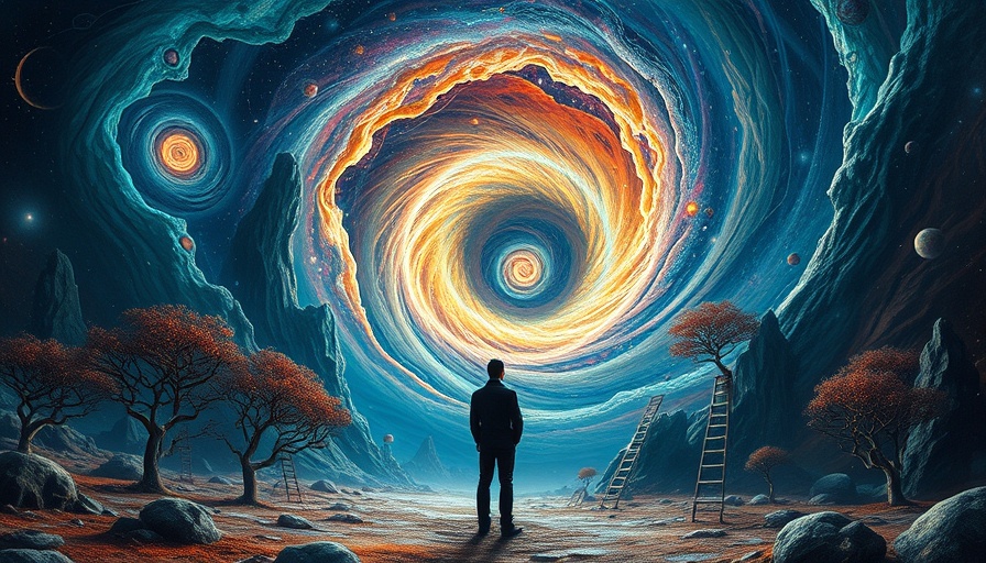Surreal depiction of ChatGPT hallucinations with cosmic vortex.