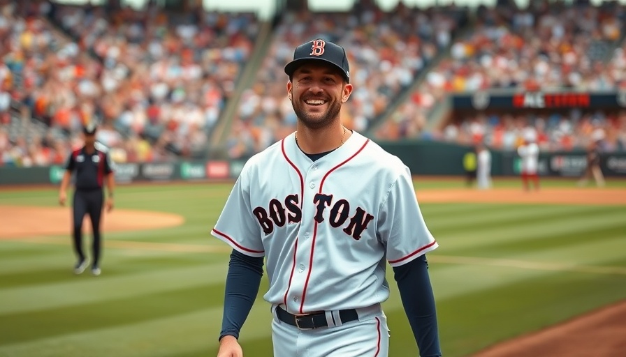 Rafael Devers won't switch to first base: smiling player in Boston jersey.