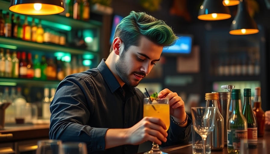 Bartender crafting cocktails at vibrant Philadelphia bar.