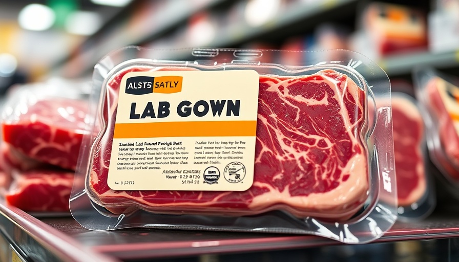 Lab-grown beef packaging emphasizes food safety and sustainability.
