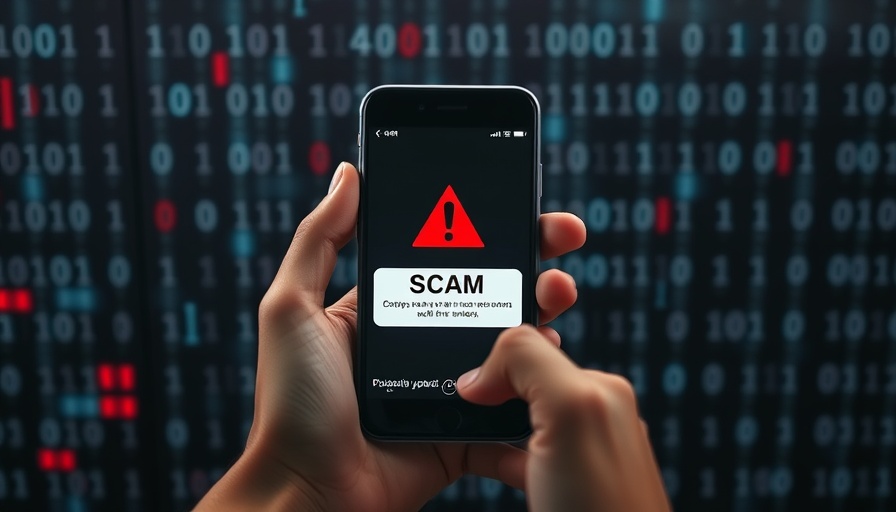Digital scam alert notification on smartphone with warning icons.