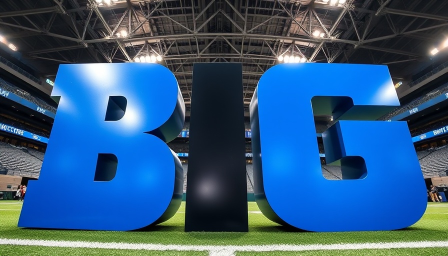 Big Ten logo in stadium, emphasizing automatic qualifiers in CFP.