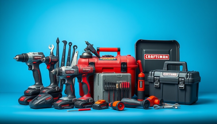 Lowe's Craftsman Days Event: Power tools and toolkit on blue background.