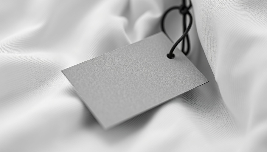 Gray clothing tag on white fabric, related to Amazon Merch success guide.