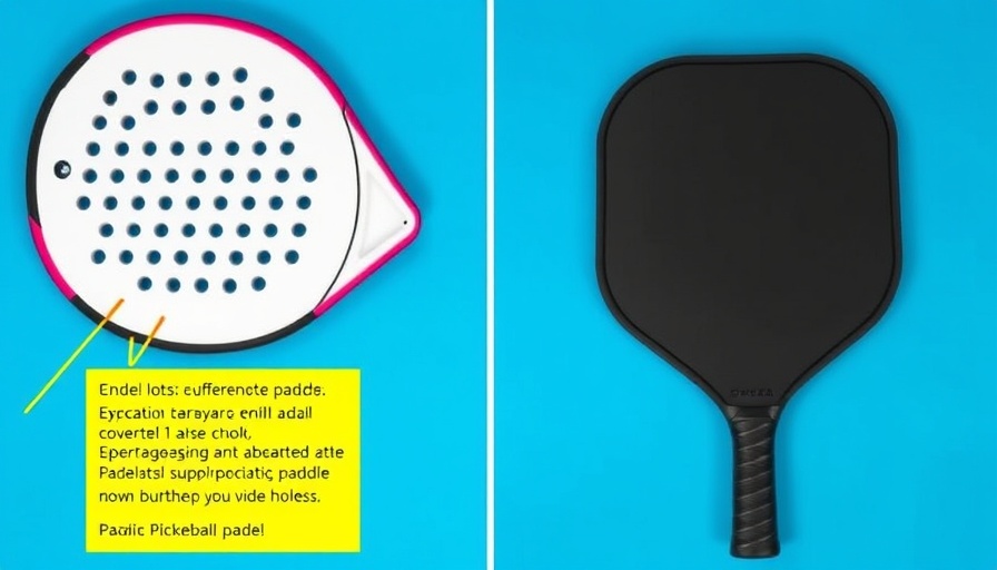 Padel sport and pickleball equipment comparison chart.