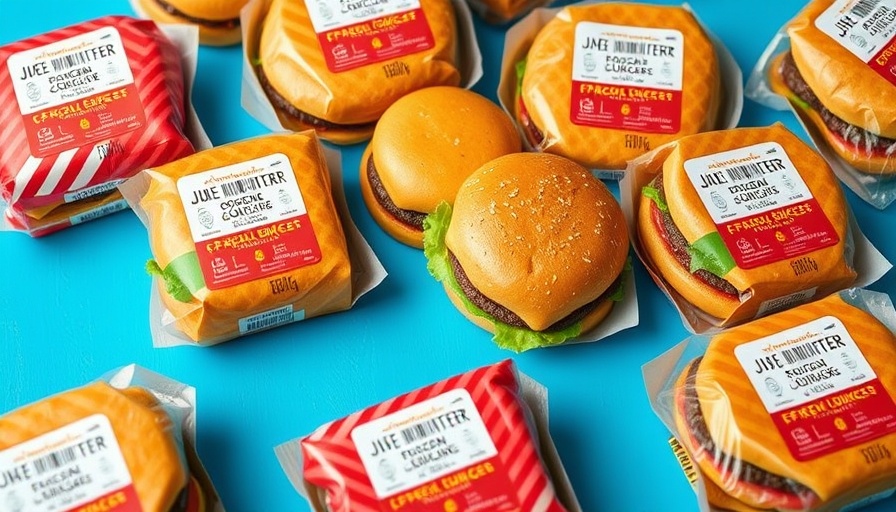 Assorted best frozen burgers on a blue background.