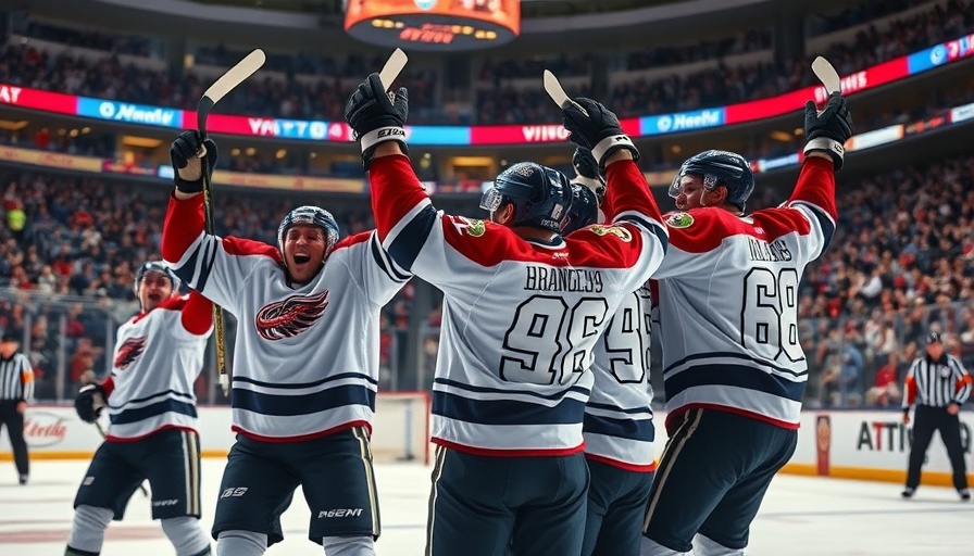 Florida Panthers players celebrate in Stanley Cup win on ice.