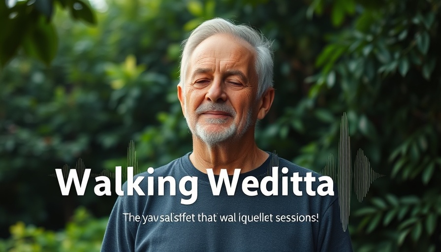 Walking meditation benefits with a serene older man in nature.
