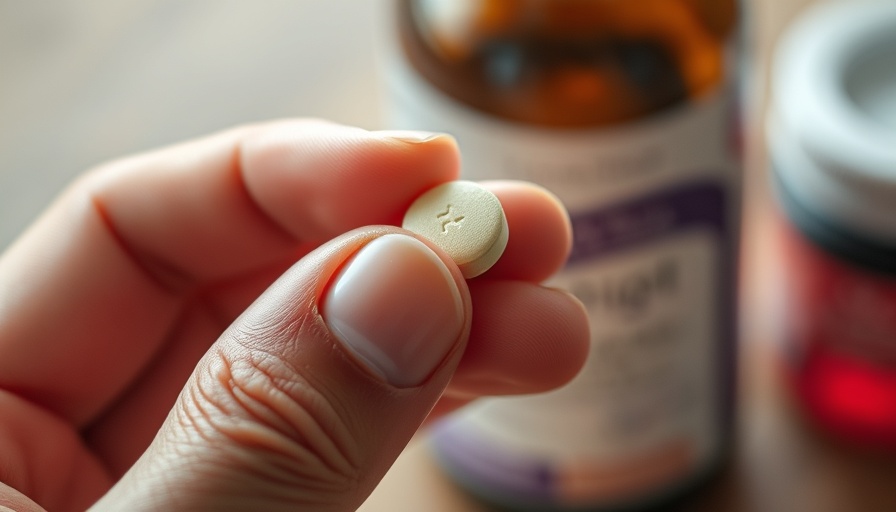 Close-up of hand holding supplement tablet, focus on iodine deficiency risk.