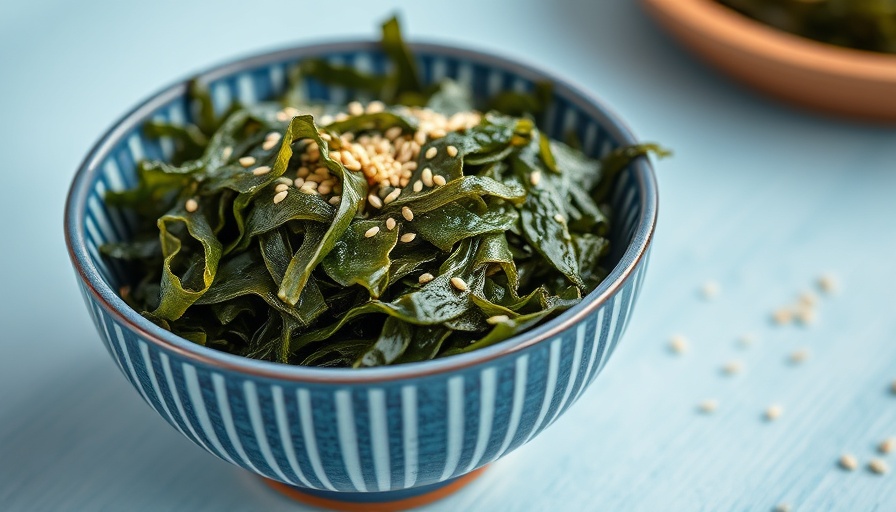 Ceramic bowl with seaweed, a healthy natural source of iodine